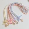 Original new spring and summer candy-colored striped bow, long crossbody shoulder strap, mobile phone lanyard, ID card and name tag neckband details Picture